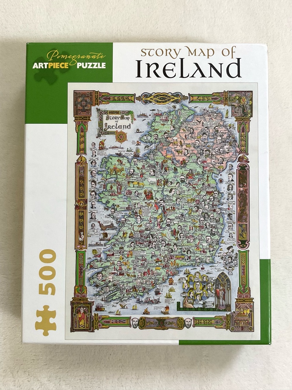 Pomegranate Artpiece Story Map of Ireland 500 Piece Jigsaw Puzzle Complete